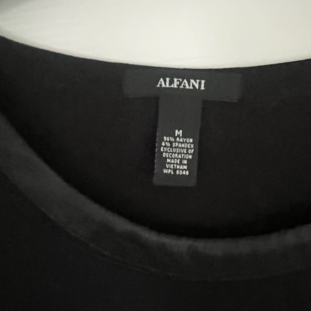 Alfani Black Short Sleeve Women's Tee - Picture 2 of 3